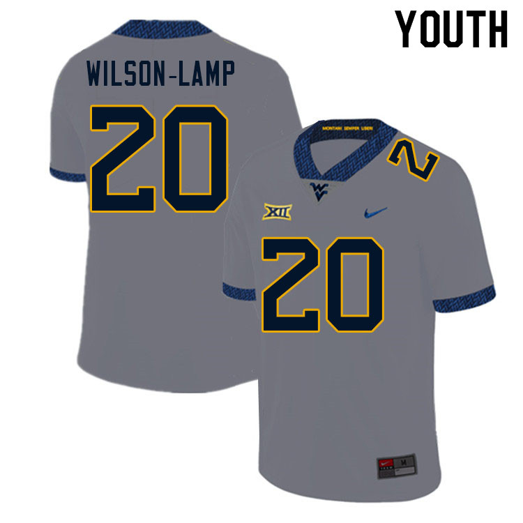 NCAA Youth Andrew Wilson-Lamp West Virginia Mountaineers Gray #20 Nike Stitched Football College Authentic Jersey MV23C30JJ